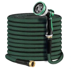 EU US Ultra Light No Expandable Garden Hose 50 FT Flexible Kink Resistant PE Core With 10 Function Spray Nozzle