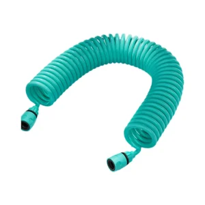 EVA Plastic Coiled Spiral Garden Hose with Spray Gun Anti Abrasion & Retractable for Irrigation