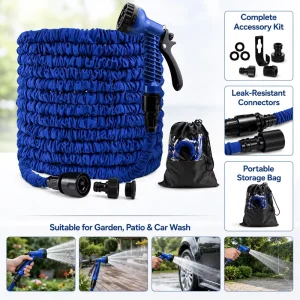 Expandable Garden Watering Hose Rubber With Brass Or ABS Quick Connector For Outdoor Use
