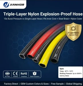 Explosion Proof High Pressure Smooth 3-Layer Nylon Hose Custom Color Size Logo Fast 7-Day Lead Time