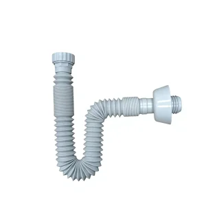 Extendable Flexible P Trap S Trap Sewer Pipe Anti Odor Plastic Corrugated Sink Drain Hose for Bathroom Kitchen