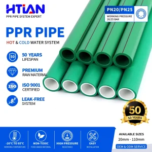 Factory Direct Green PPR Pipe DIN 8077 8078 PN20 PN16 20mm 25mm 32mm Hot Cold Water Plumbing Pipe