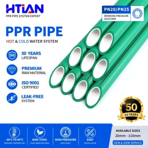 Factory Direct Green PPR Pipe DIN 8077/8078 PN20 PN25 20mm 25mm 32mm Hot Cold Water Plumbing Pipe