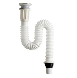 Factory Direct Modern Gray White ABS Expandable Flexible Chrome Plated Threaded Connection Bathroom Sink Drain Hose