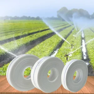 Farm Irrigation PE Woven Layflat Hose White 1/2 in X50/100m 350gsm Quick Connect Ends Home Use