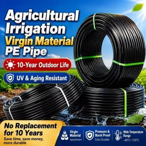 Flexible Durable 3/8” Irrigation Pipe 16mm Diameter PE High Pressure Black Polyethylene Tube Agricultural
