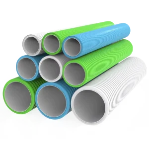 Flexible HDPE Double Wall Corrugated PE Ventilation Pipe Fittings 63mm for HVAC Systems Graphic Design Project