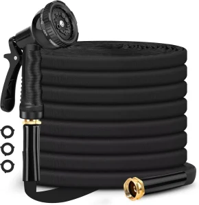 Flexible Non Expandable Metal Aluminum Garden Hose Reel Heavy Duty Lightweight Outdoor Gardening 50FT Anti High Pressure