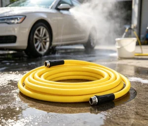 Flexible PVC Garden Water Hose Weather Resistant Plastic Pipe with Leakproof Fittings for Auto Cleaning & Yard Watering