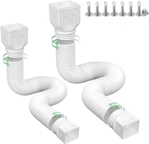 Flexible Rain Gutter Downspout Extensions Gutter Down Spout Drain Pipes Extendable 21 to 60 Inches Drain Downspout Extender