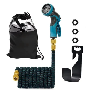 GH 001 Light Weight Expandable Latex Garden Hose 10 Adjustable Spray Gun Durable Fabric Covered Stretch Water Hose No Kink