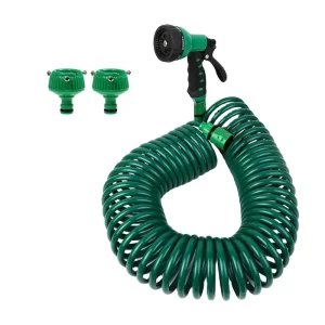 Garden Hose 25 ft EVA Spring Telephone Line Water Pipe Car Wash Water Hose Set Pneumatic Accessories