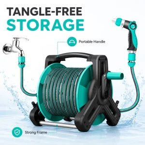 Garden Watering Hose Retractable Automatic Wall-mounted PVC Garden Hose Reel Heavy Duty 1/2” For Car & Garden Use