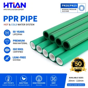 Green PPR Pipe 63mm 75mm 90mm 110mm PN10 PN16 For Irrigation Agricultural Water Supply