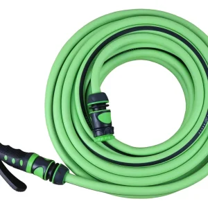 Green Stripe PVC Anti kink Garden Hose with Quick Connect Fittings High Pressure Water Pipe for Lawn Car Wash