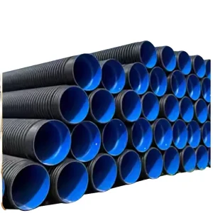 HDPE Double Wall Corrugated Drain Pipe Anti Corrosion Flexible Light Weight High Pressure Industrial Application Various Sizes