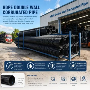 HDPE Double Wall Corrugated Pipe High Ring Stiffness Underground Drainage Sewage Tube Municipal Sewer Wastewater Discharge Pipe