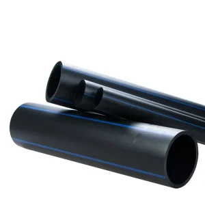HDPE PE Pipe 90mm 100% Virgin Granules Black with Blue Stripes Flexible Durable High Pressure Water Supply