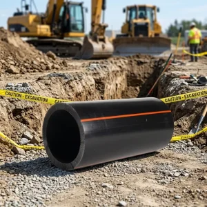 HDPE Pipe Gas Plastic Pipe SDR11 SDR17.6 PE100 With Yellow Orange Line Strips