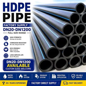 HDPE Plastic Pipe High Pressure High Toughness Anti corrosion Water Supply Pipe for Municipal Engineering PN1.6MPa ISO
