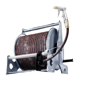 Hand Held Stainless Steel Metal Retractable Garden Hose Reel with Cart Wall Mountable 150 PSI Adjustable Spray Gun