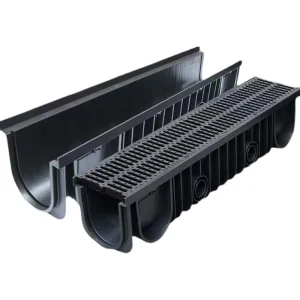 Heavy Duty All HDPE Linear Drainage Channel with Integrated Slotted Plastic Cover for Driveway & Garden Trench Drain