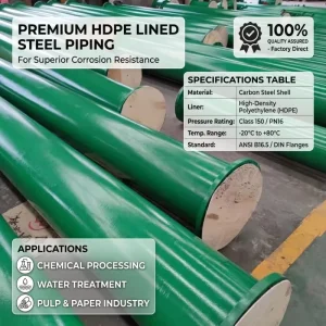 Heavy Duty Steel Lined Plastic Pipe Anti Chemical Erosion Pipeline for Waste Water Project