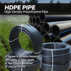High Density Polyethylene (HDPE) PE Flexible High Pressure Plastic Pipe DN16 DN1600 Black Blue Stripes Water Supply Agriculture