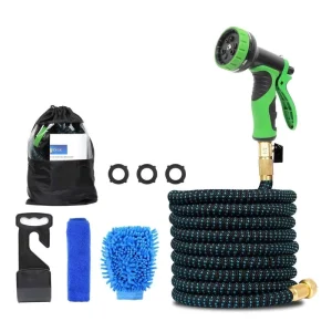 High Pressure 3 Time Expandable Garden Hose Reel Rubber Material Nozzle Spray Hose for Water Supply