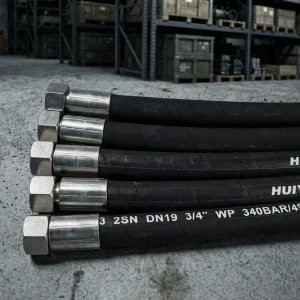 High Pressure Hydraulic Hose 2SN DN19 3 4 Inch Stainless Steel Fittings SAE 100 R2AT Flexible Rubber Braided Oil Pipe