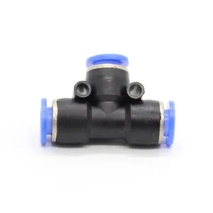 High Pressure PE 3 Way T Type Black Plastic Air Hose Fittings Push in Quick Pipe Connector Pneumatic Plastic Fittings