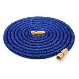 High Pressure Telescopic Plastic Hose with Brass Connectors 25ft-100ft Length ANSI Standard for Garden Watering & Car Cleaning