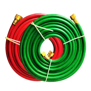High Pressure Twin Welding Hose 1/4 Inch Flexible Braided Rubber Oxygen Acetylene Pipe Blue Red for Industrial Welding