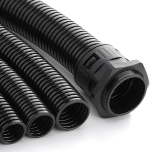 High Quality Black Waterproof AD28.5 Plastic Nylon Flexible Corrugated Conduit Pipe Wire Loom Tubing Corrugated Hose