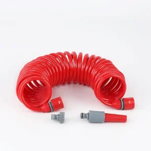 High Quality EVA Plastic Flexible Coiled Spiral Hose Reels 1/2 3/8 Inch Diameter Garden Irrigation 7 Pattern Nozzle