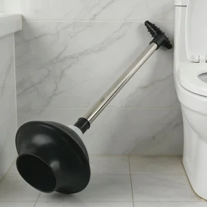 Household Eco Friendly Black Rubber Toilet Plunger for Pipe and Drain Unclogging Model 89012