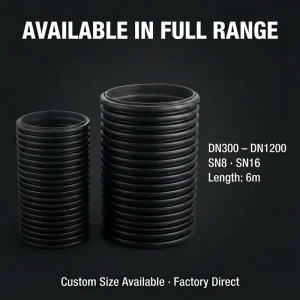 ISO 21138 HDPE Double Wall Corrugated Pipe DN110 1200 SN8 for Highway Culvert Underground Drainage System