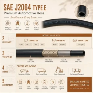 Industrial Grade EPDM Rubber Air Conditioning Hose Flexible High Pressure Refrigeration Line