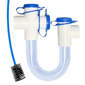 LLS EZ113 Condensate U Trap PVC 3/4 INCH Fitting for HVAC Drain Pan Pipe Outlet With Brush