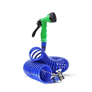 LSP103 100FT EVA Curly Water Hose With Brass Connectors Garden Hose Coil Sprayer Retractable Corrosion Resistant Garden Hose
