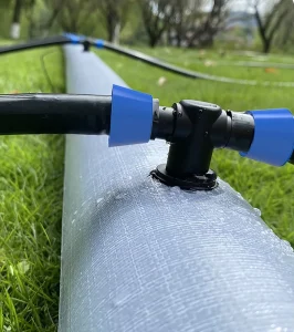 Layflat Plastic Water Hose with Pre-made Holes for Garden Irrigation and Greenhouse Use Drip Irrigation Fittings 16mm Diameter