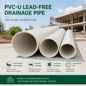 Lead Free PVC U Drainage Pipe Construction Grade Corrosion Resistant Low Friction Anti Oxidation Plastic Drainage Tube