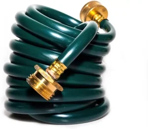 Lightweight EVA Coil Garden Watering Hose with 3/8 GHT Solid Brass 10FT Green