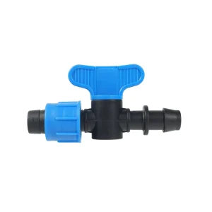 Lock Nut Type Drip Irrigation Mini Valve 16mm Plastic Barbed Shut off Valve Drip Tape Pipe Connection Blue Black Lawn Irrigation