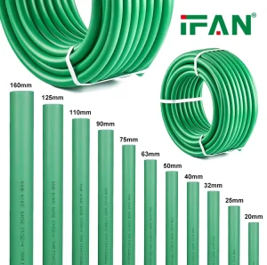 Low MOQ Plastic PPR Tube Plumbing Materials 20 160mm Green Plastic PPR Water Pipe