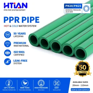 Manufacturer Green PPR Water Pipe PN12.5 20mm 25mm 32mm 50mm 63mm Hot Water Plumbing Tube