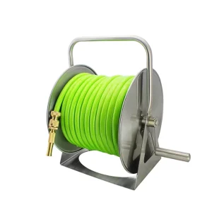Model 10112-ban High Pressure Powered Agricultural Stainless Steel Brass 1/2” Garden Hose Reel Wall Mountable