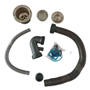 Modern Design Undermount Single Sink Pipe for Kitchen Hotel Sink Drain Accessory V Pipe Waste Filter Water Stopper Strainer SS01
