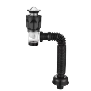 Modern Universal Bathroom Washbasin ABS Steel Chrome Plated Black Anti Blockage Drain Pipe Basin Bottle Trap Waste