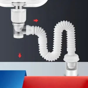 Modern White ABS Steel Chrome Plated Bathroom Sink Drainpipe Wash Basin Water Pipe Anti Clog Flexible Drain